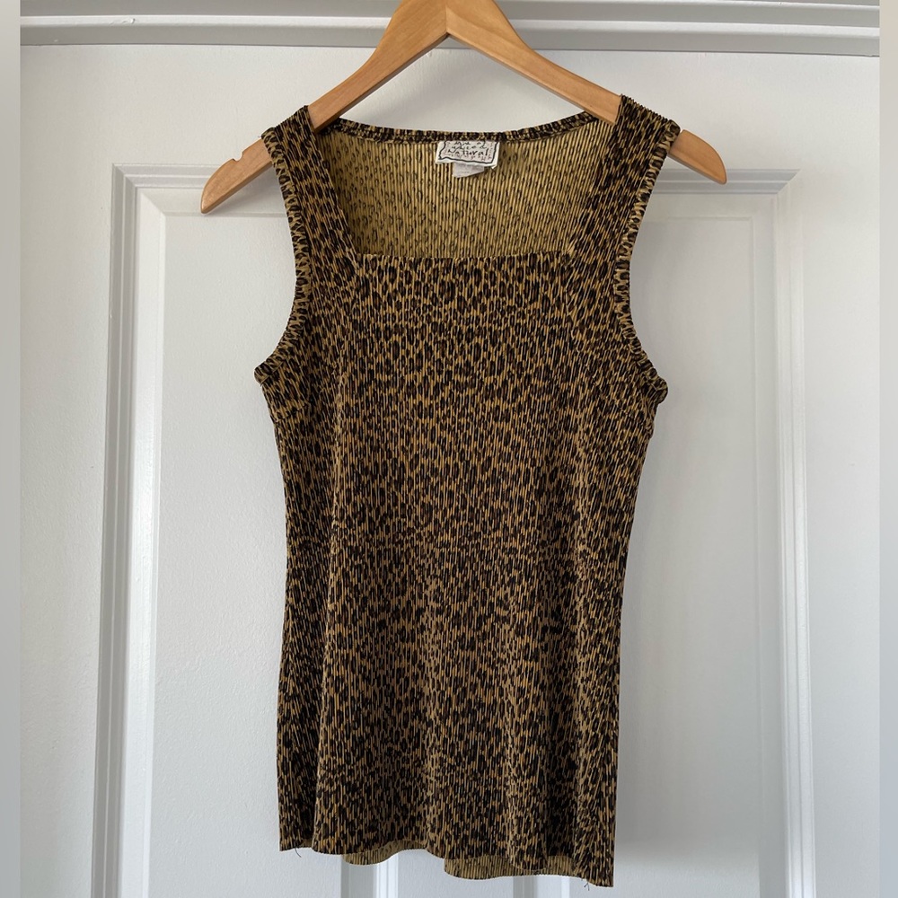 EUC Leopard Print Square Neck Tank w Stretch Size S